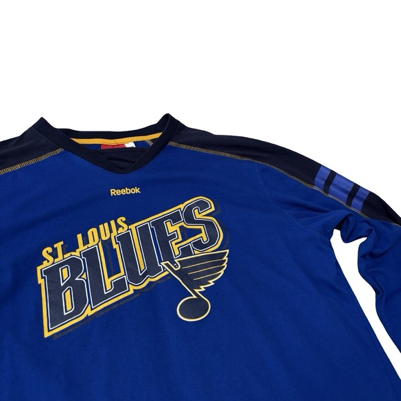 St Louis Blues NHL Reebok Face Off Long Sleeve Jersey Shirt Size 2XL 25 x 30 - Picture 3 of 4